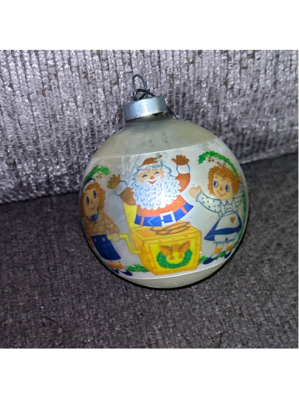 Two Vintage Raggedy Ann and Andy Glass Christmas Ornaments - Bobbs-Merrill